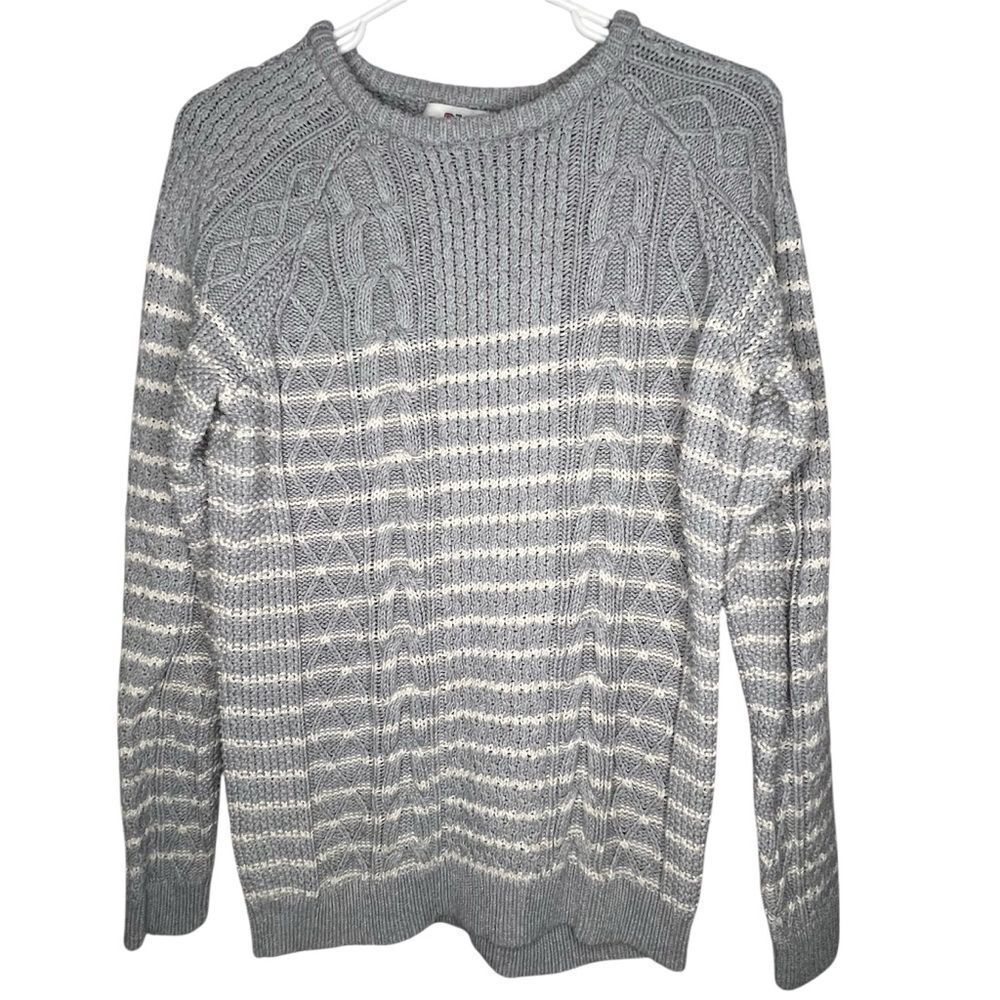 Vineyard Vines Gray,Strip Cable Knit Women’s Sweater Cozy, Preppy, Academia Sz M